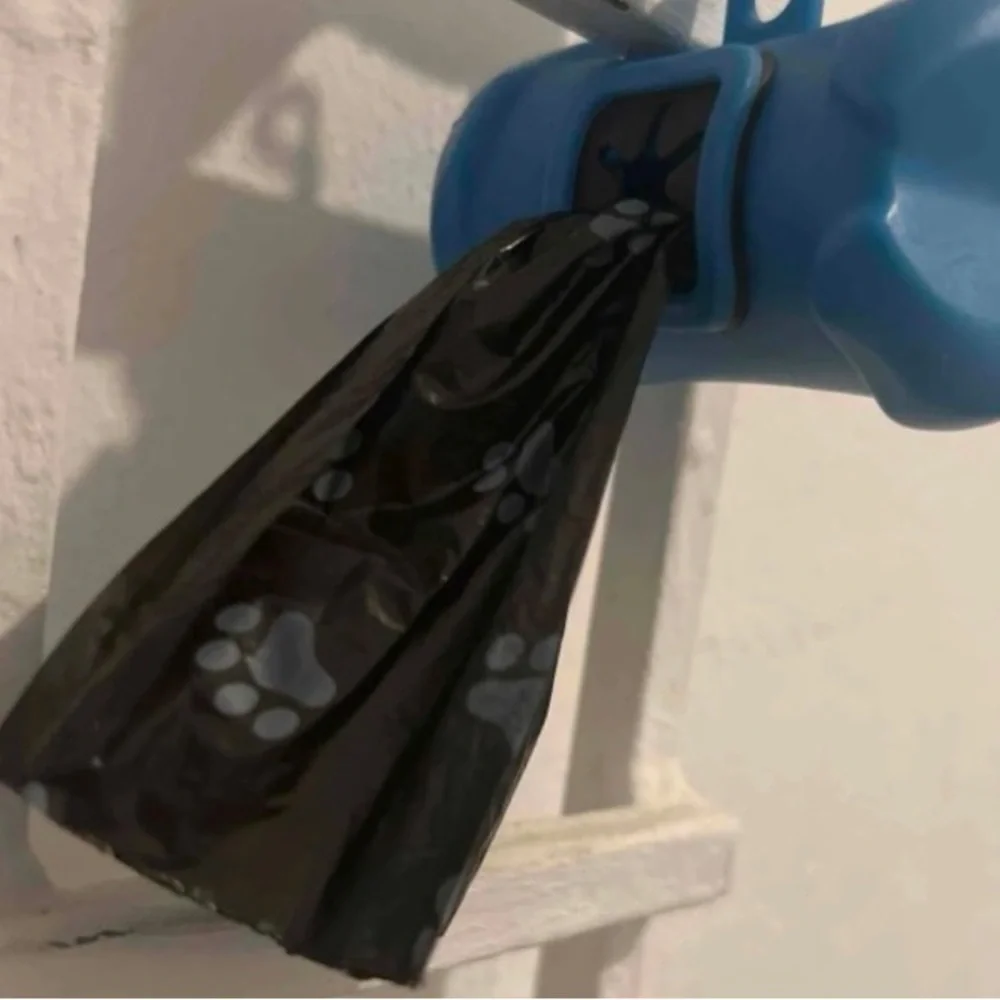 3 White Paw Print Black Poo Poop Sack Dog Pet Baggie Disposable Waste Bag Roll